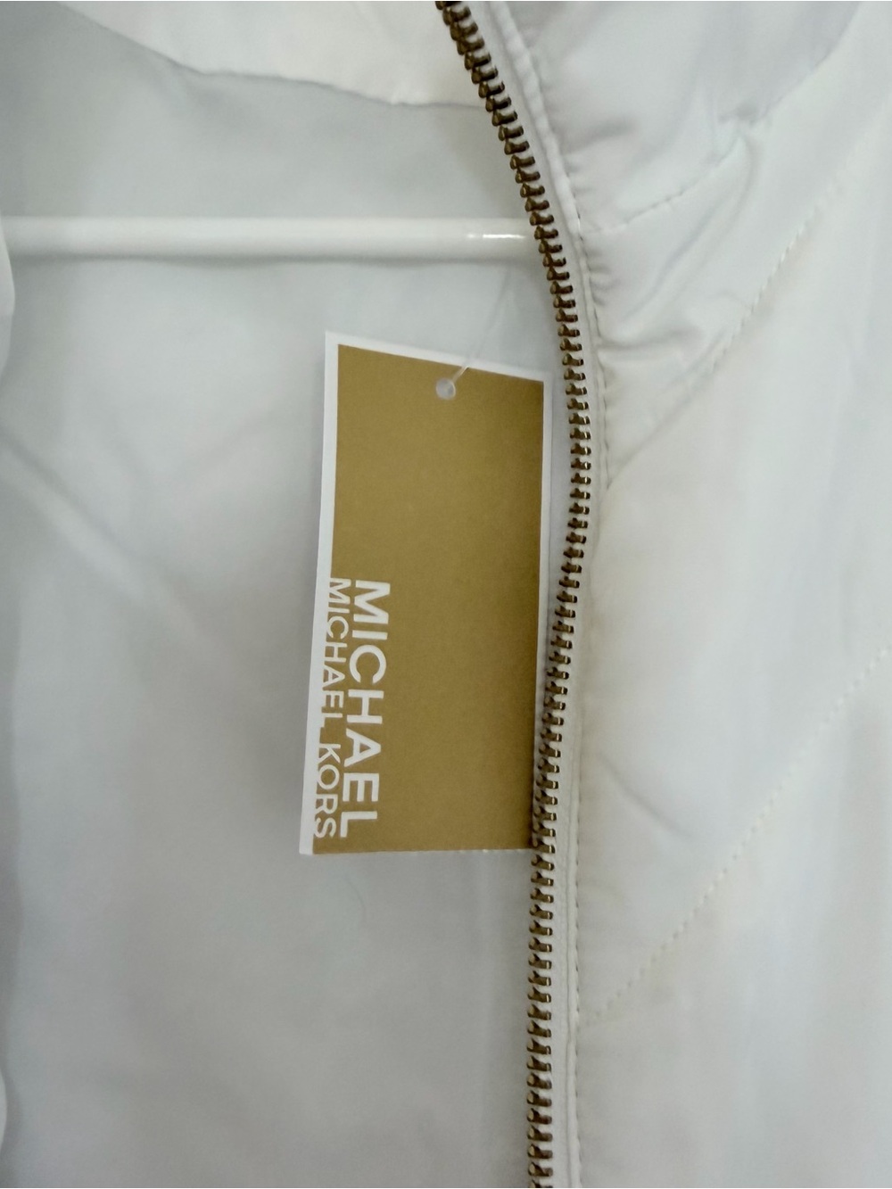Michael Kors White Puffer Vest with Gold Accents - Picture 5 of 11